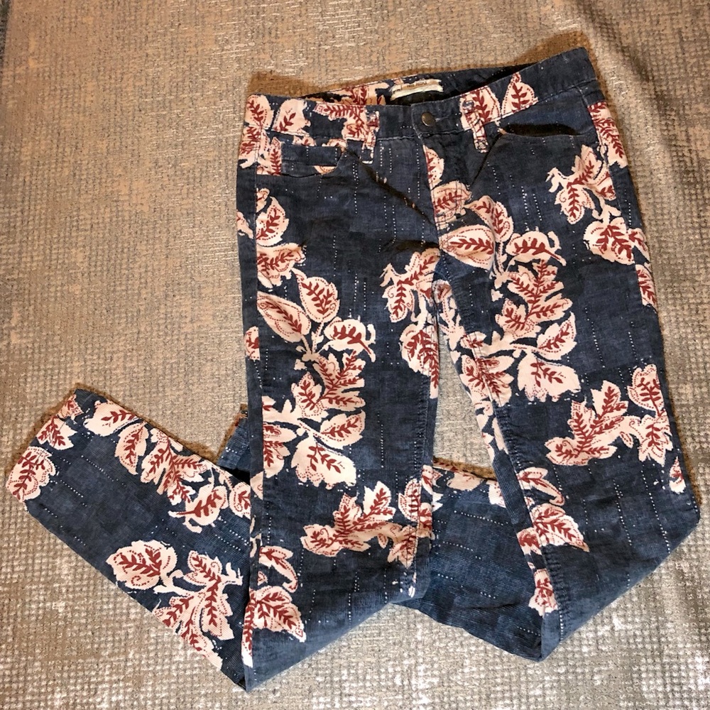 Free People -  botanical print corduroy jeans size W27